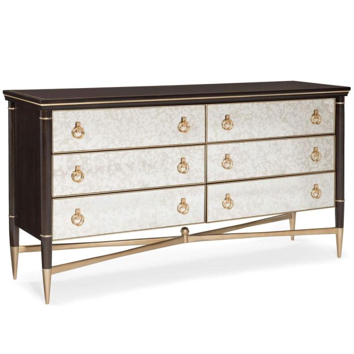 Caracole Everly Double Dresser with Antique Mirror Drawers 1