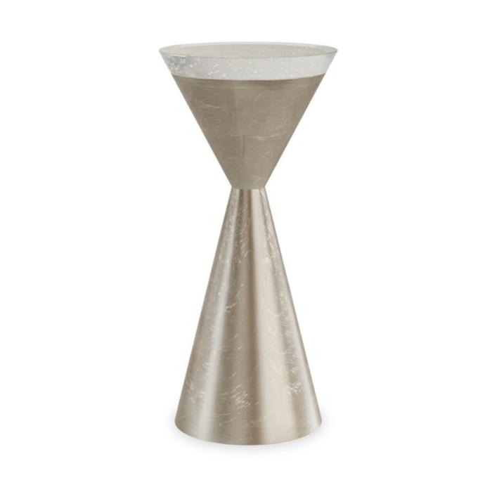 Caracole Spy Glass Drinks Table in Taupe Silver Leaf 1